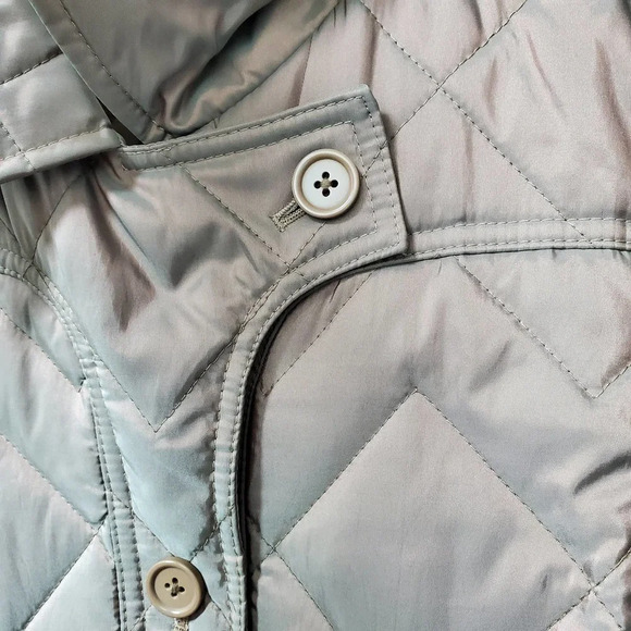 ANN TAYLOR LOFT | Quilted Metallic Iridescent Trench Coat Small - Picture 8 of 11